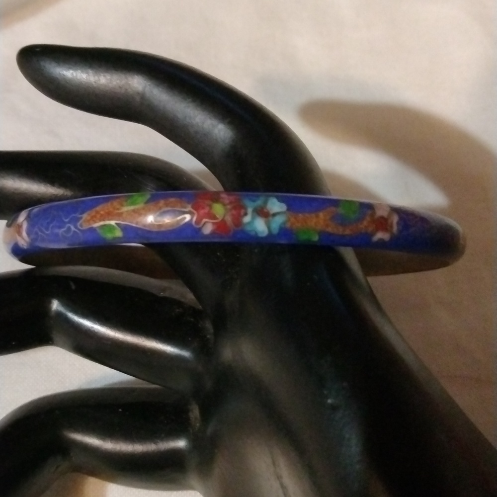 Vintage Cloisonne Bangle Bracelet Blue Sku 1014 13$